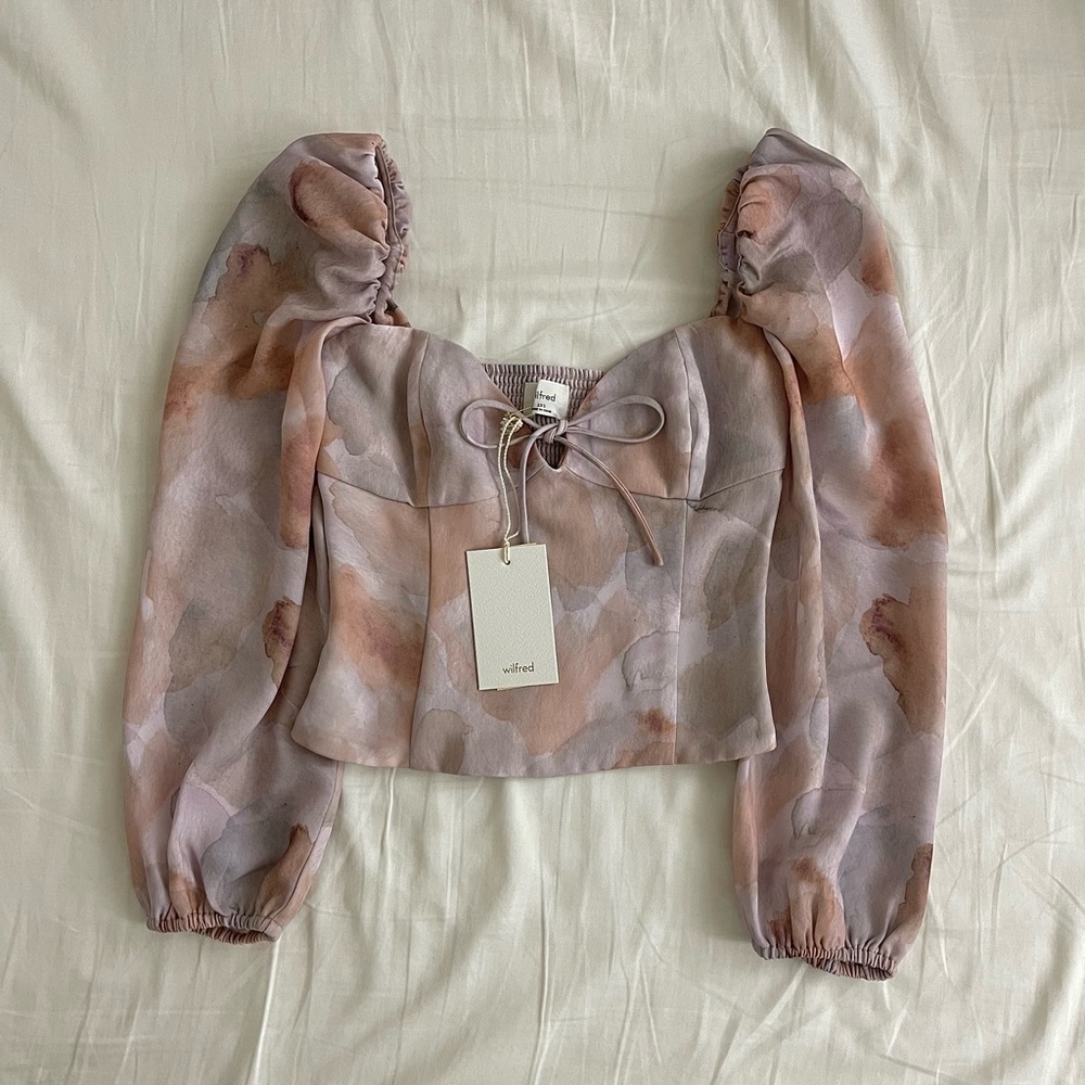 Wilfred Free Novella Long Sleeve Blouse in Birch / Pale Sky - Picture 3 of 5